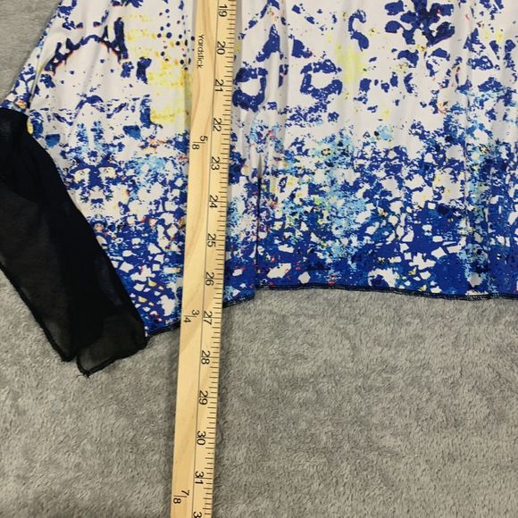 Peter Nygard Tunic Top Jeweled Blue White Damask 3/4 Sleeve Size PS - Picture 6 of 9